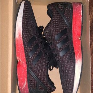 Red and Black Gradient Adidas ZX Flux